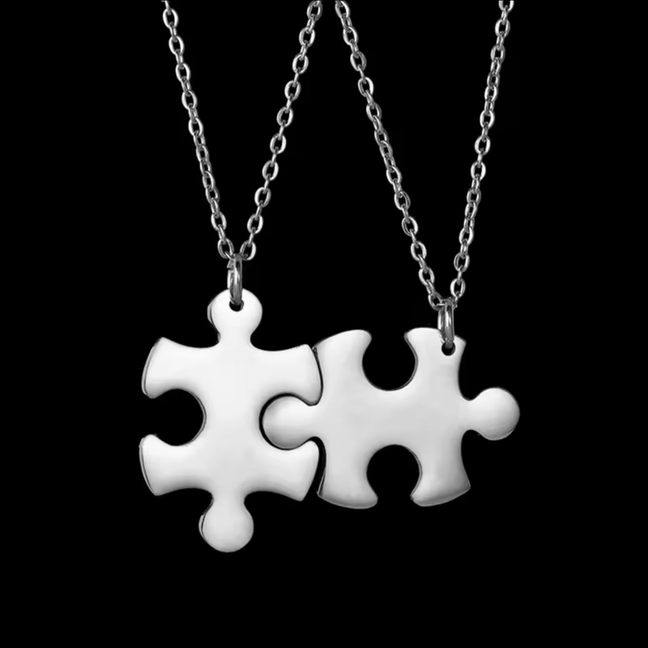 2 Piece Custom Puzzle Necklaces Set