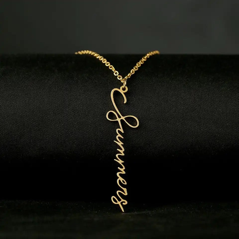 Vertical Cursive Name Necklace