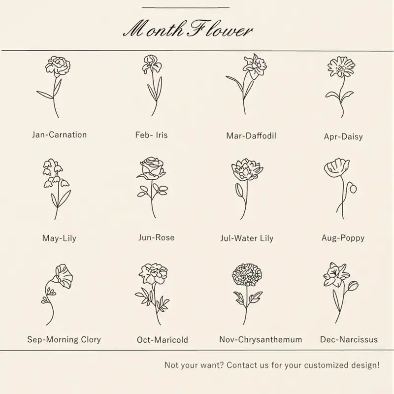 Birth Month Flower Name Necklace