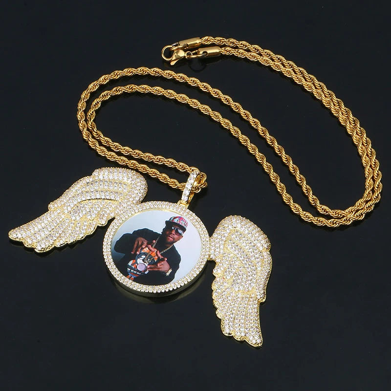 Large Wing Photo Pendant