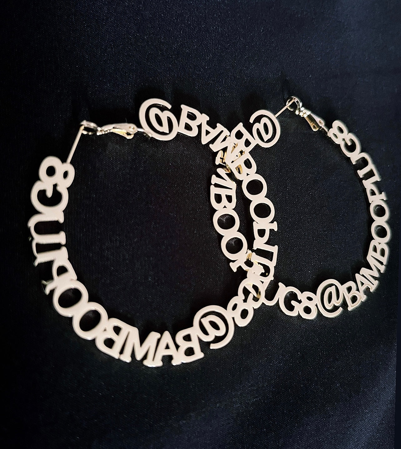 Flat Text Round Hoop Name Earrings