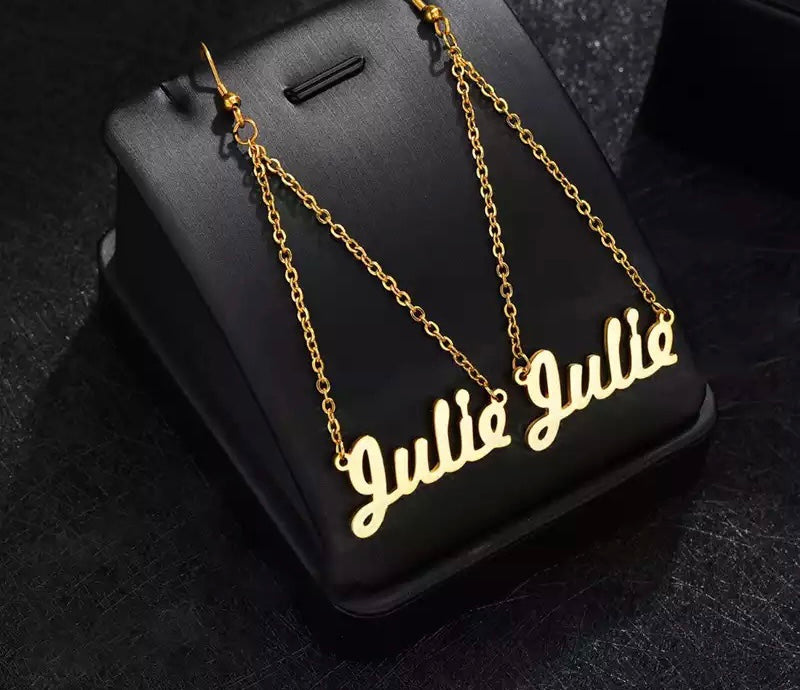 Triangle Chain Name Earrings