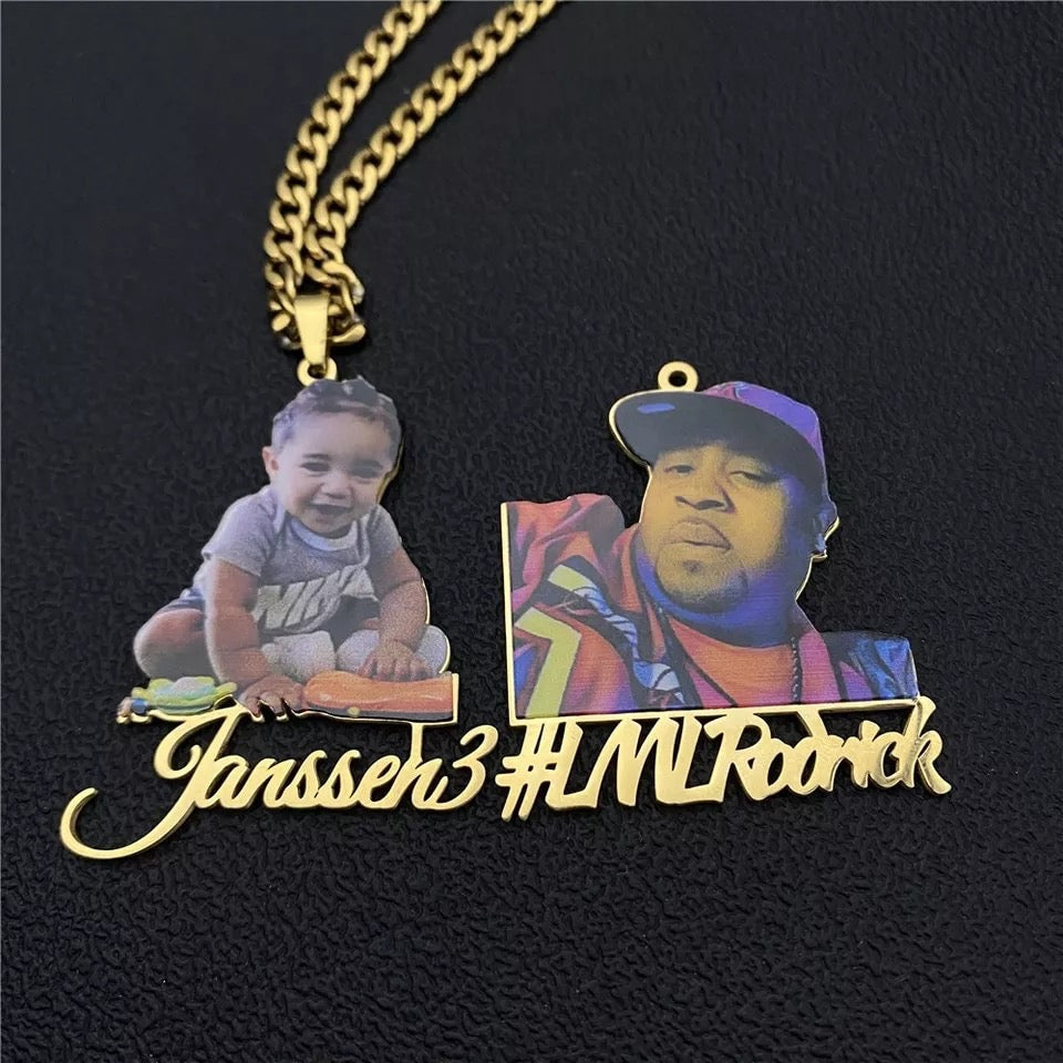 Sketch Photo & Name Necklace