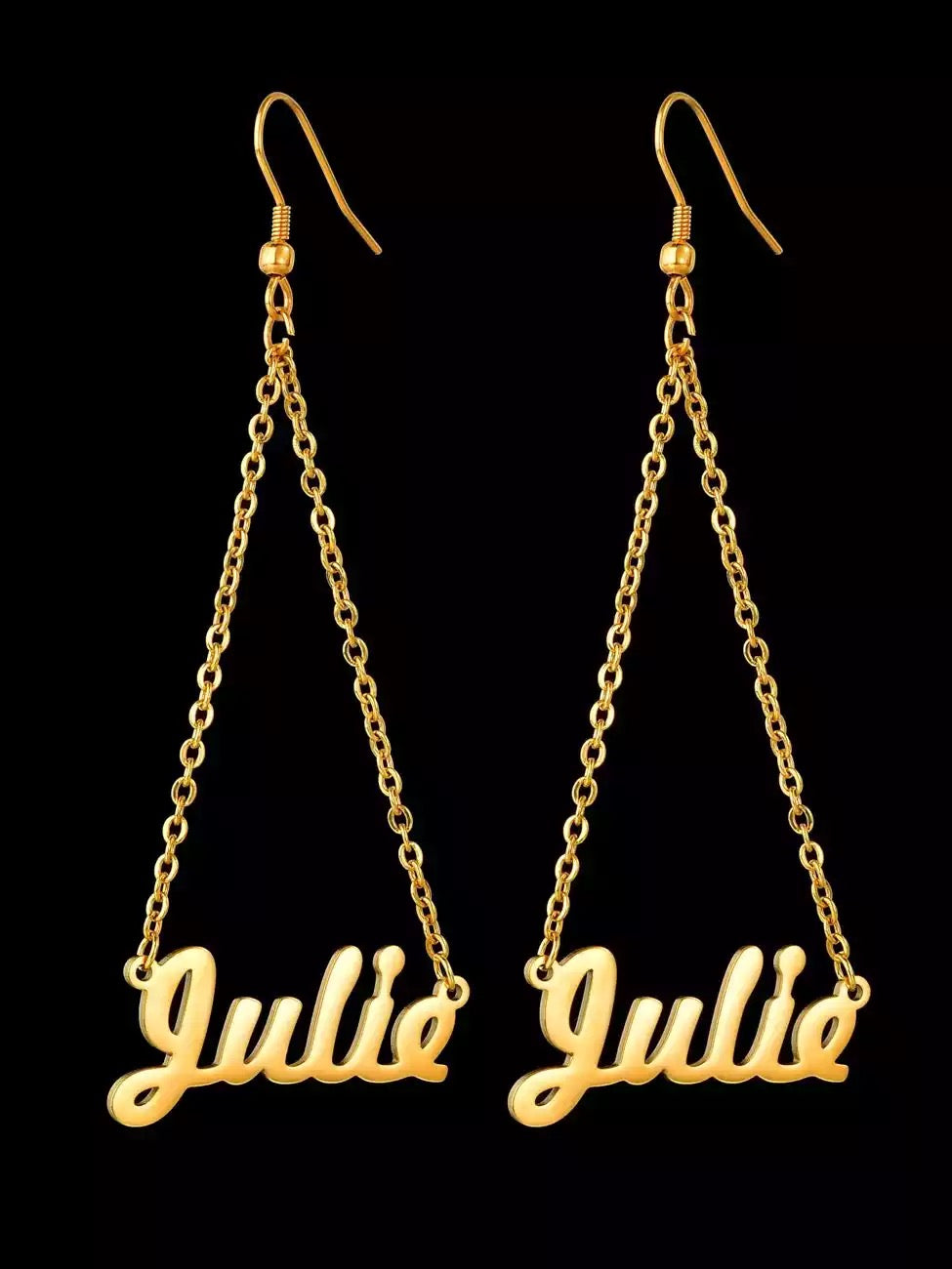 Triangle Chain Name Earrings