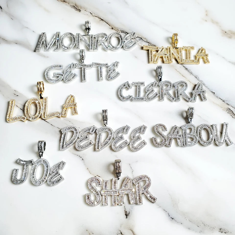 Iced Out Brick Name Necklace