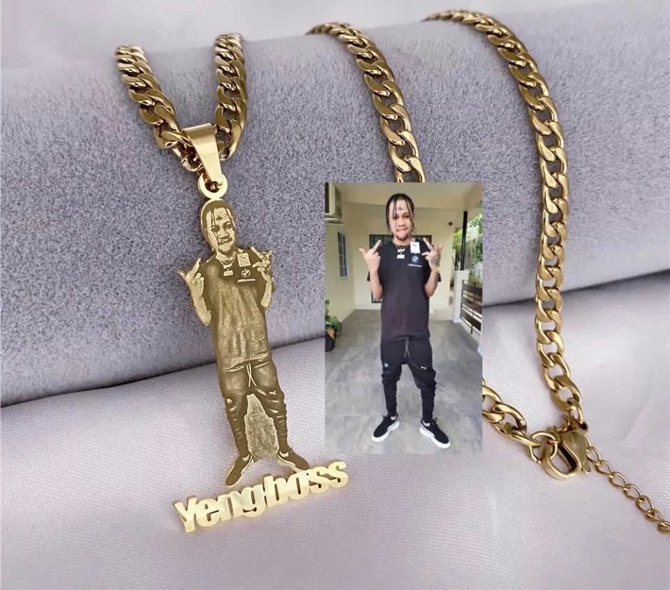 Sketch Photo & Name Necklace