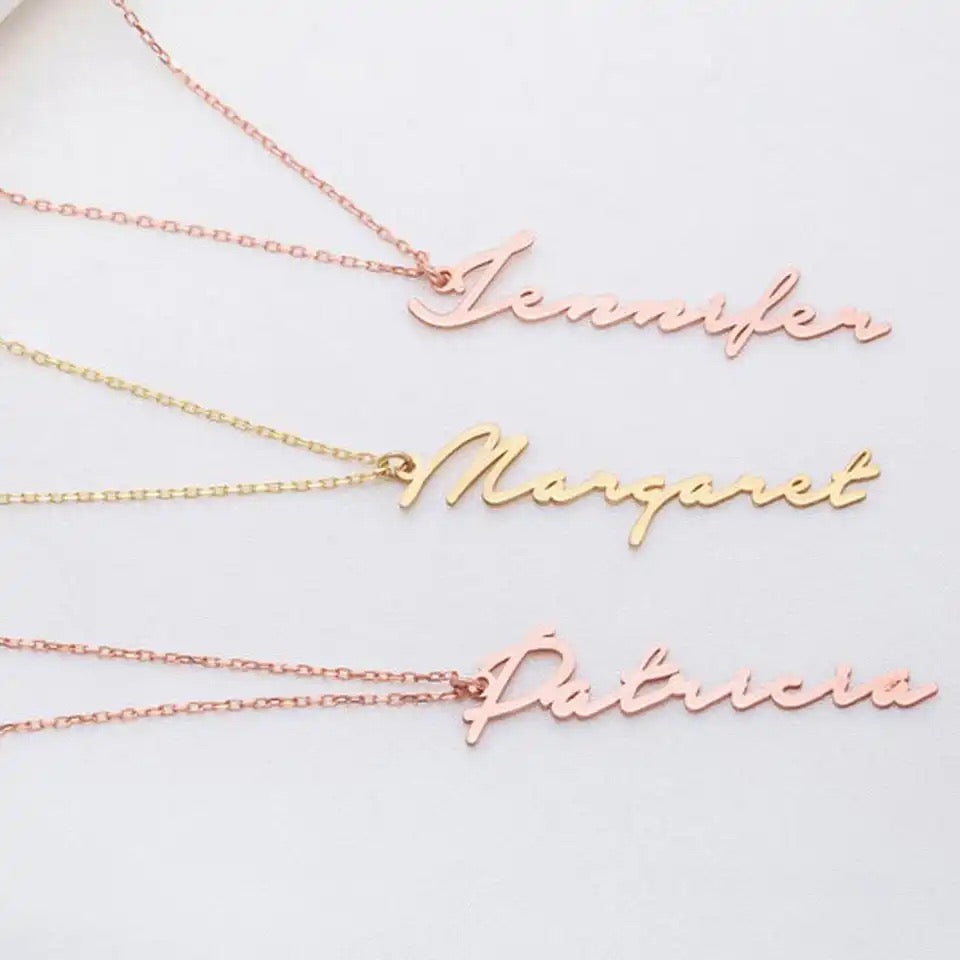 Vertical Cursive Name Necklace