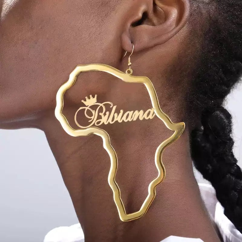 Custom Africa Name Earrings