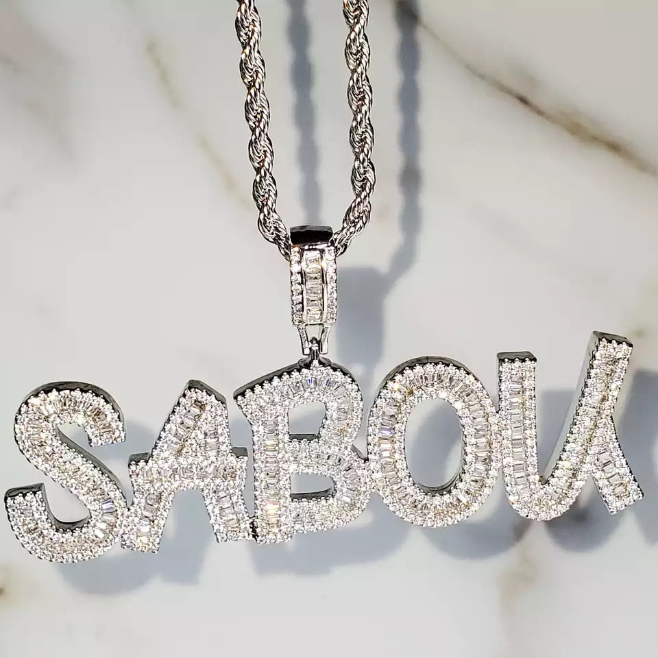 Iced Out Brick Name Necklace